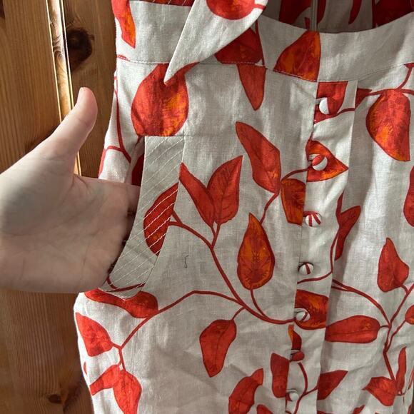 NWT Johanna Ortiz Desirade Dress Midi Sleeveless Cutout Womens 6 Date Leaf Print - Picture 9 of 16